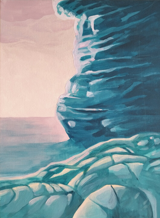Painting titled "Shrimp bay" by Olga Kuć, Original Artwork, Acrylic