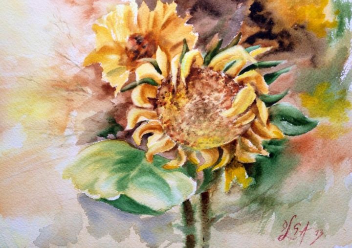 "Sunflowers" başlıklı Tablo Olga Laza tarafından, Orijinal sanat, Suluboya