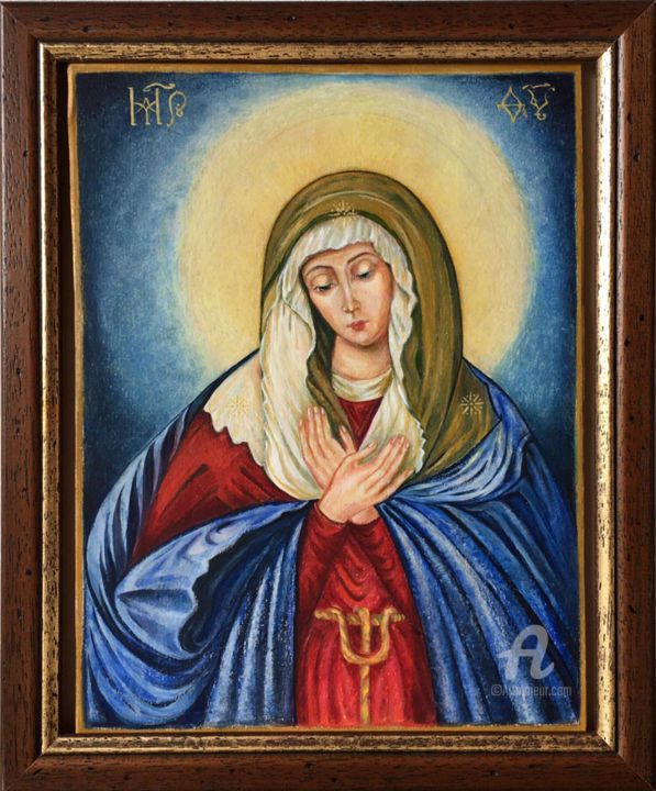 Картина под названием "Madre di Dio" - Olga Liutova-Amplatz, Подлинное произведение искусства, Масло