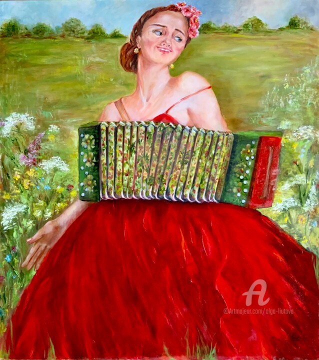 Pintura intitulada "Happy summer" por Olga Liutova-Amplatz, Obras de arte originais, Óleo