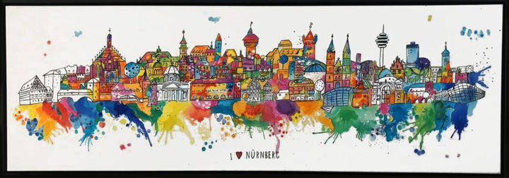 Painting titled "Favorite Nurnberg" by Olga Meer, Original Artwork, Watercolor