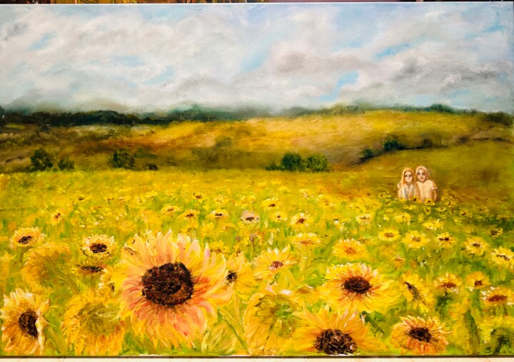 Pintura titulada "Sunflower field" por Olga Minasyan, Obra de arte original, Oleo