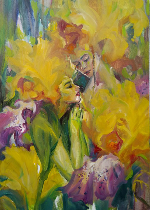 「When Flowers could…」というタイトルの絵画 Olga Muellerによって, オリジナルのアートワーク, アクリル