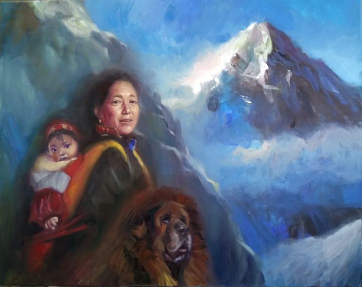 「Тибет」というタイトルの絵画 Olga Muellerによって, オリジナルのアートワーク, オイル