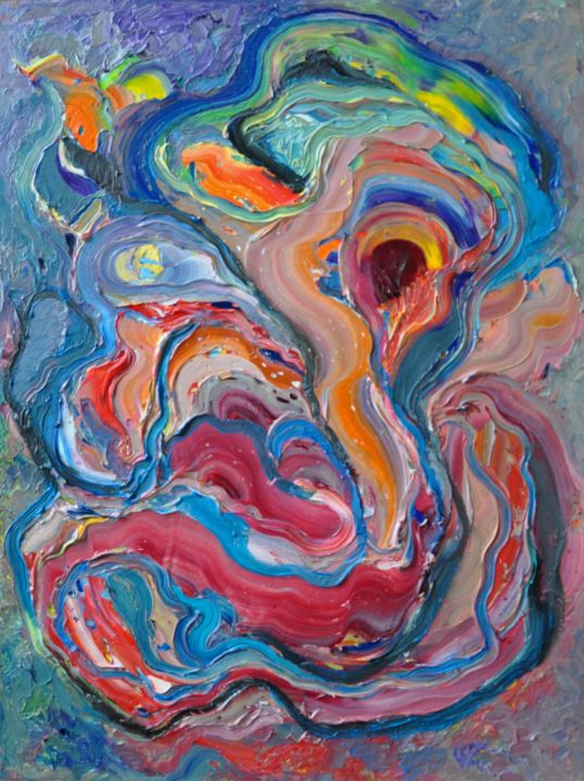 Pittura intitolato "Oil painting "Abstr…" da Olga Nikanchikova, Opera d'arte originale, Olio