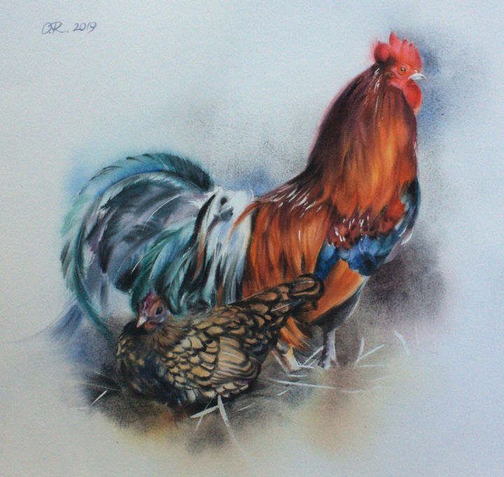 Painting titled "On the lookout" by Olga Read, Original Artwork, Watercolor