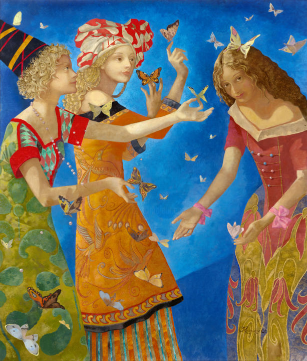 Malerei mit dem Titel "Butterflies" von Olga Oreshnikov, Original-Kunstwerk, Andere