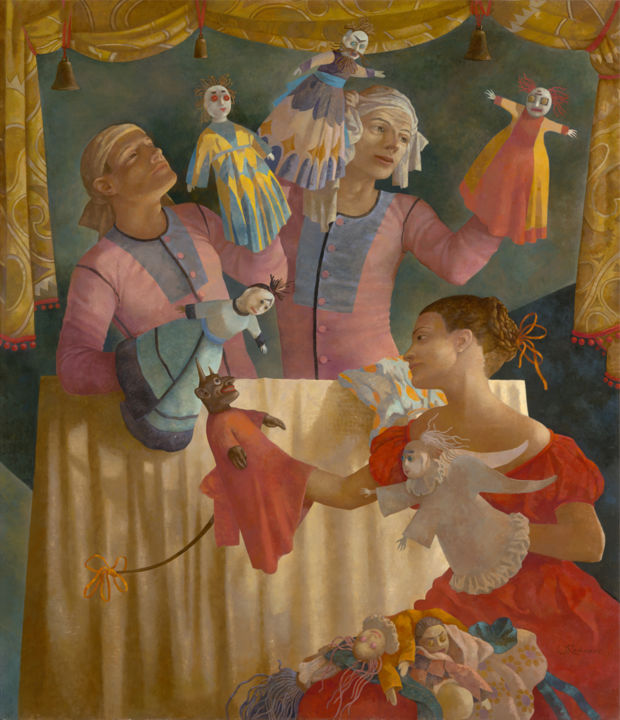 「Puppet-Show」というタイトルの絵画 Olga Oreshnikovによって, オリジナルのアートワーク, その他