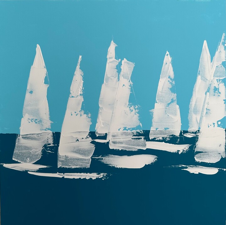 Painting titled "Sailboats" by Olga Prasol, Original Artwork, Acrylic