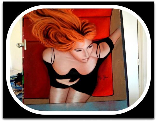 Painting titled "MYLENE FARMER" by Olga Recio, Original Artwork