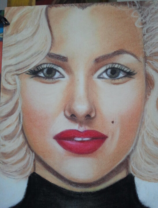 Schilderij getiteld "MARYLIN AU PASTEL" door Olga Recio, Origineel Kunstwerk, Anders