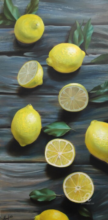 Pittura intitolato "Lemons" da Olga Kaszkur, Opera d'arte originale, Olio