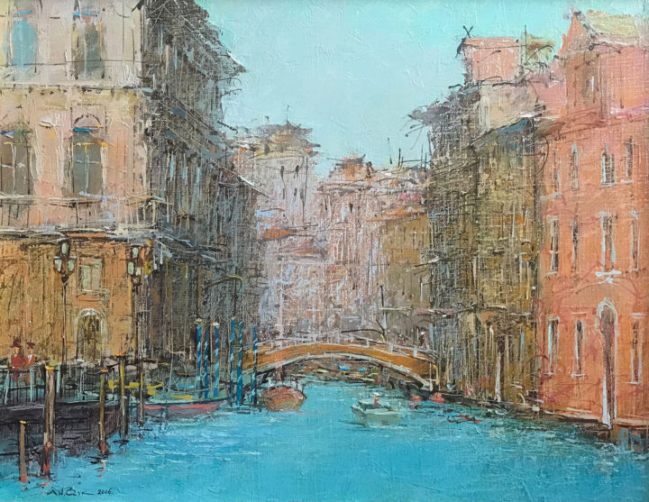 Painting titled "Andrey Guk. "Venice"" by Olga Samsonenko, Original Artwork, Oil
