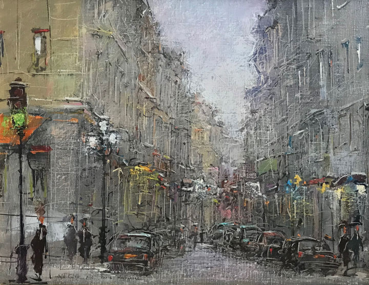 Painting titled "Andrey Guk. "Paris.…" by Olga Samsonenko, Original Artwork, Oil