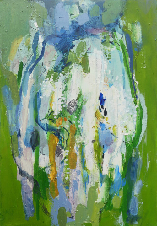 Schilderij getiteld "The Green" door Olga Sidorenko, Origineel Kunstwerk, Acryl