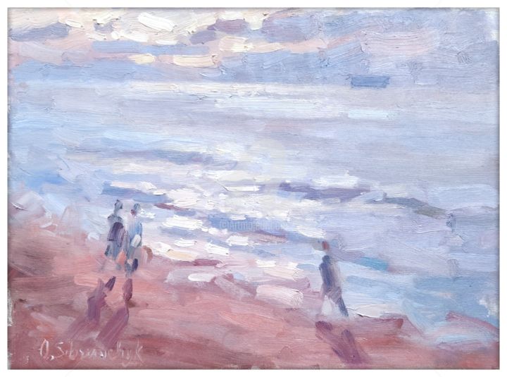 Pittura intitolato "Febbraio al mare" da Olga Silivanchyk, Opera d'arte originale, Olio