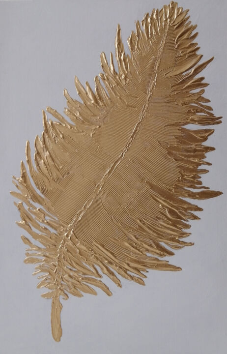 Pittura intitolato "Firebird feather" da Olga Stupina, Opera d'arte originale, Acrilico