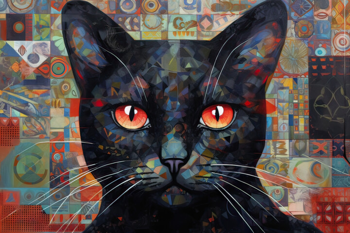 Digital Arts titled "Cat. “Sacred Animal…" by Olga Sukhikh (Lolly Shine), Original Artwork, AI generated image