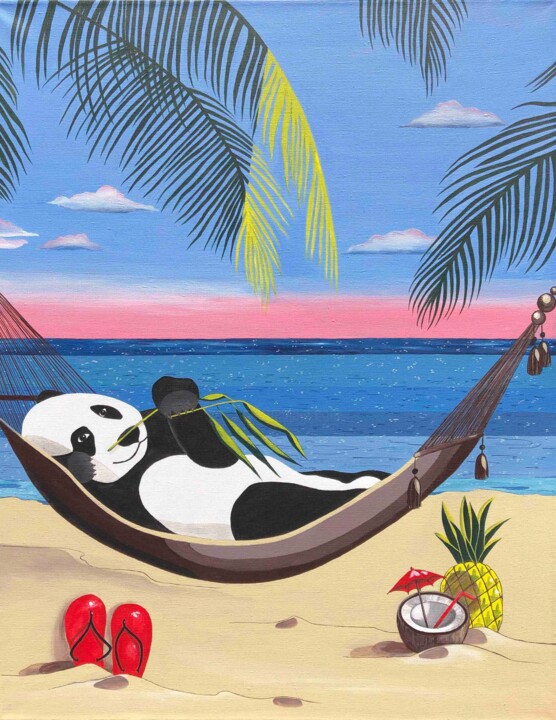 Peinture intitulée "Summer time | beach…" par Olga Tiho, Œuvre d'art originale, Acrylique Monté sur Châssis en bois