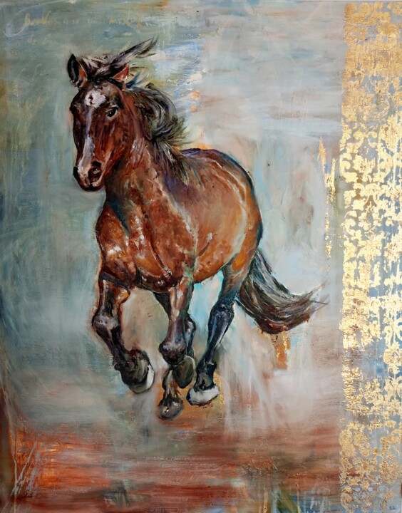 Pintura intitulada ""Freedom" Horse Ori…" por Olga Vedyagina, Obras de arte originais, Óleo