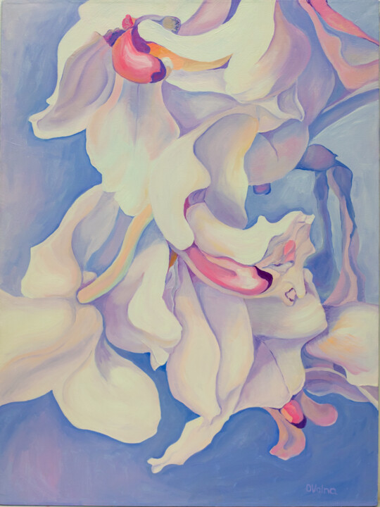 Картина под названием "White Orchids" - Olga Volna, Подлинное произведение искусства, Масло
