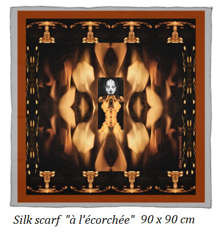 Arte textil titulada "Silk scarf / carré…" por Olga Voscannelli, Obra de arte original, Pintura Digital