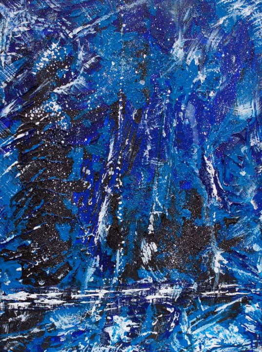 Schilderij getiteld "Abstract Blue Paint…" door Olga De Weck, Origineel Kunstwerk, Acryl