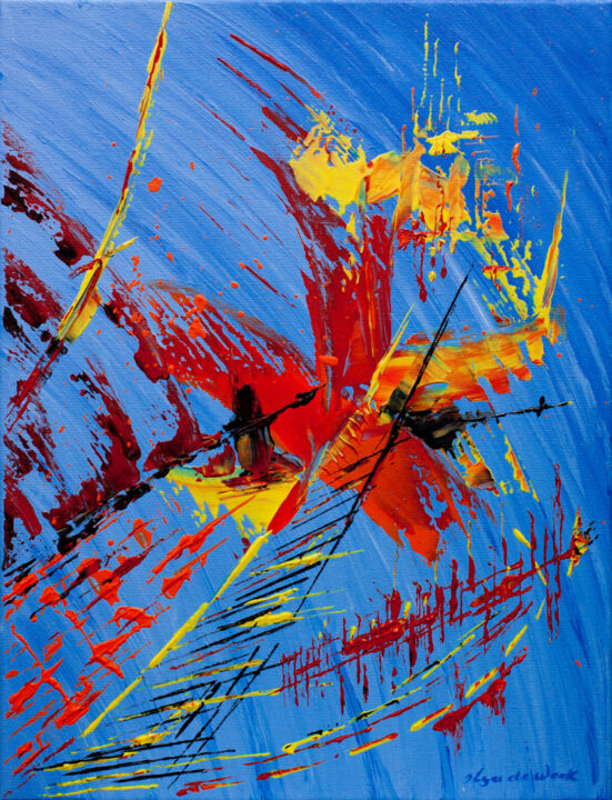 Peinture intitulée "Small Blue Abstract…" par Olga De Weck, Œuvre d'art originale, Acrylique