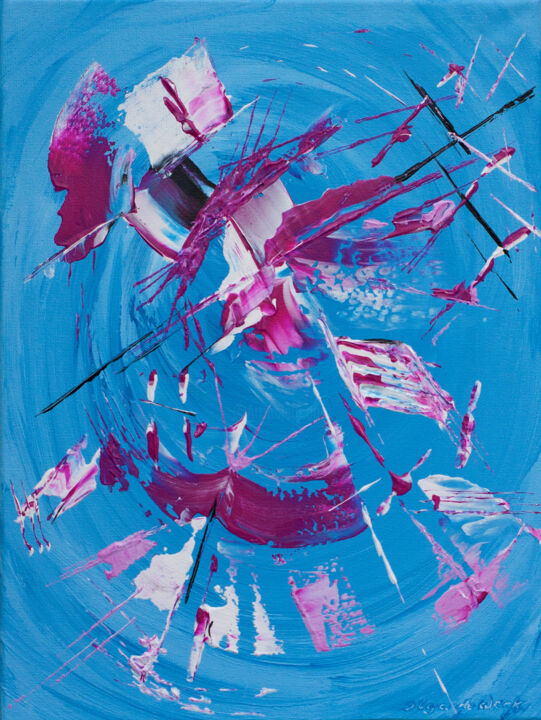 Peinture intitulée "Abstract Blue Paint…" par Olga De Weck, Œuvre d'art originale, Acrylique