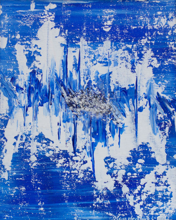 Schilderij getiteld "Abstract Blue Paint…" door Olga De Weck, Origineel Kunstwerk, Acryl