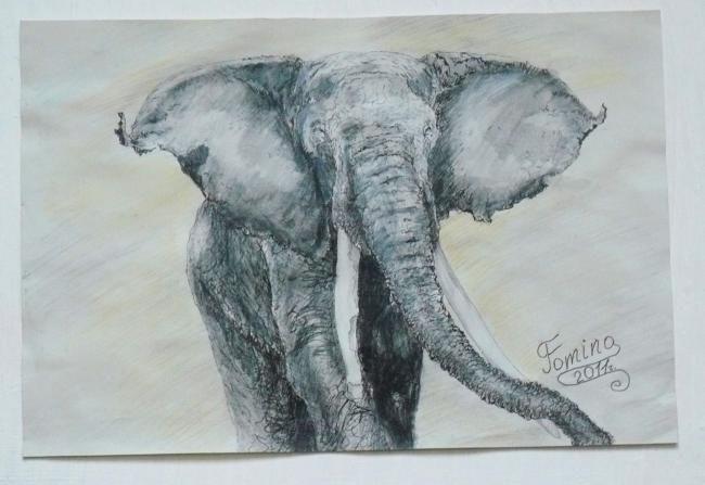 Painting titled "Слон" by Olga Fomina, Original Artwork