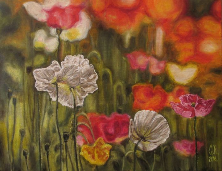 Pintura titulada "Spring happiness" por Olga Knezevic, Obra de arte original, Oleo