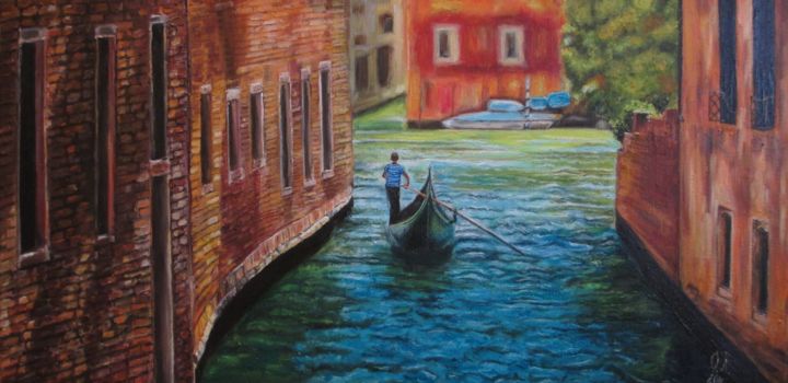 Painting titled "Venice" by Olga Knezevic, Original Artwork, Oil