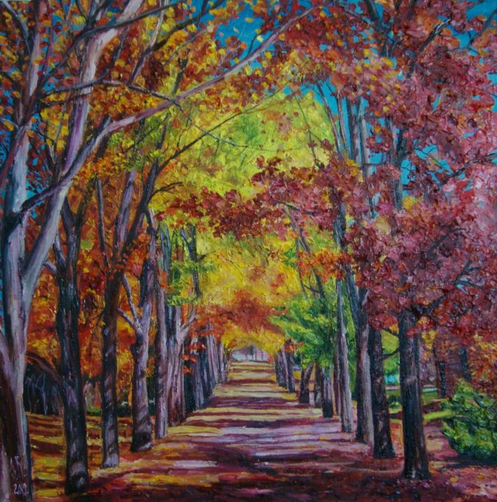 Pittura intitolato "Colorful autumn" da Olga Knezevic, Opera d'arte originale, Olio