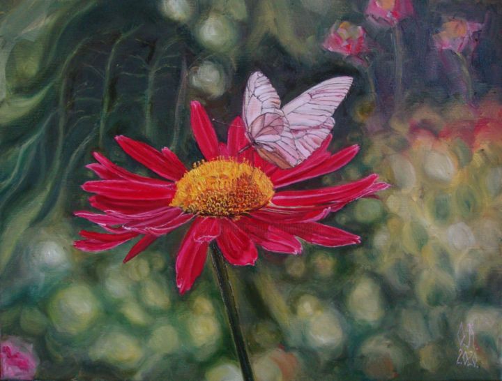 Painting titled "Spring days" by Olga Knezevic, Original Artwork, Oil