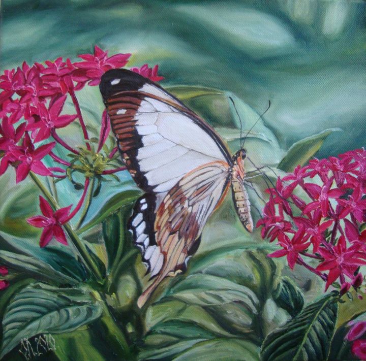 Painting titled "Spring paradise" by Olga Knezevic, Original Artwork, Oil