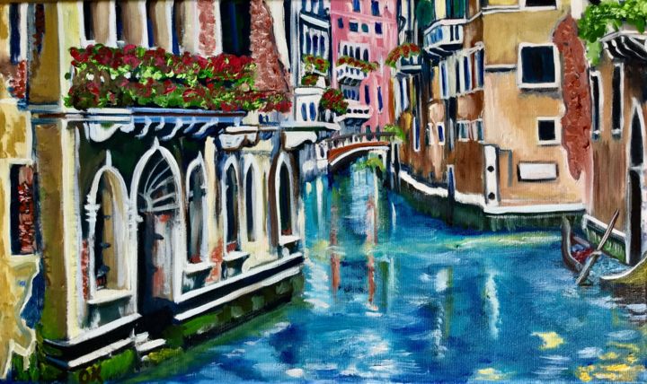Pintura titulada "Venice. Canal bridg…" por Olga Koval, Obra de arte original, Oleo