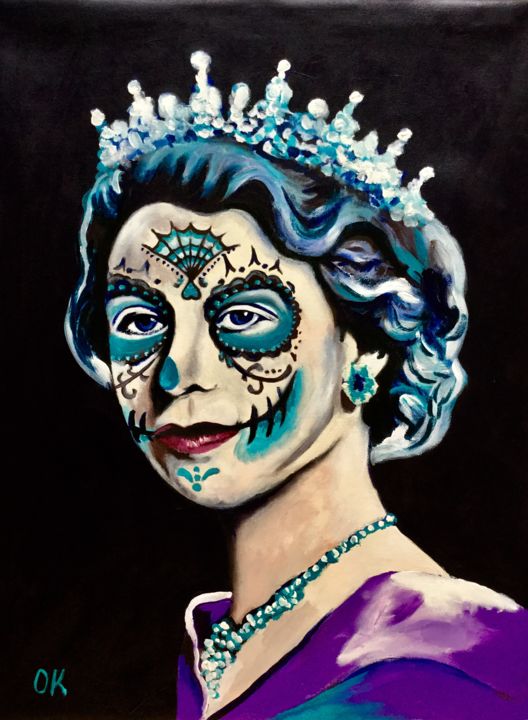 Painting titled "Queen" by Olga Koval, Original Artwork, Acrylic Mounted on Wood Stretcher frame