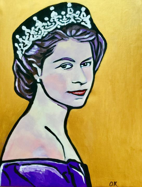 Painting titled "Young Queen on the…" by Olga Koval, Original Artwork, Acrylic