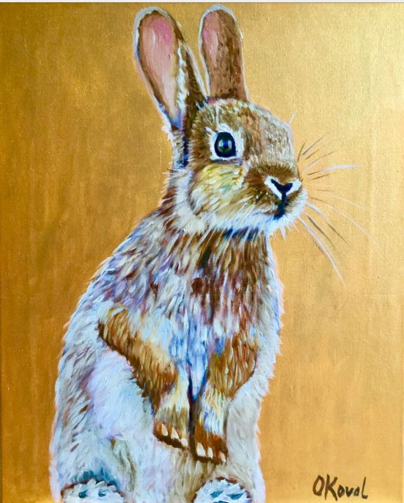 Painting titled "Honey Bunny. Prince…" by Olga Koval, Original Artwork, Acrylic