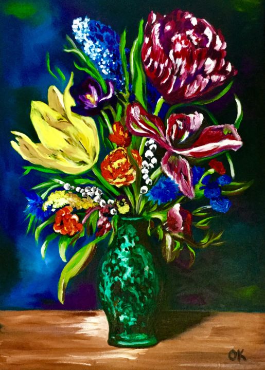 Painting titled "Bouquet of summer f…" by Olga Koval, Original Artwork, Oil