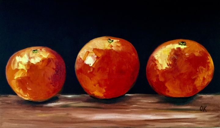 Painting titled "Three oranges" by Olga Koval, Original Artwork, Oil