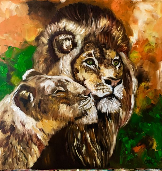 Painting titled "Happy couple." by Olga Koval, Original Artwork, Oil