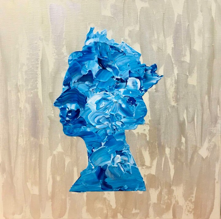 Painting titled "Queen Elizabeth II…" by Olga Koval, Original Artwork, Acrylic Mounted on Wood Stretcher frame