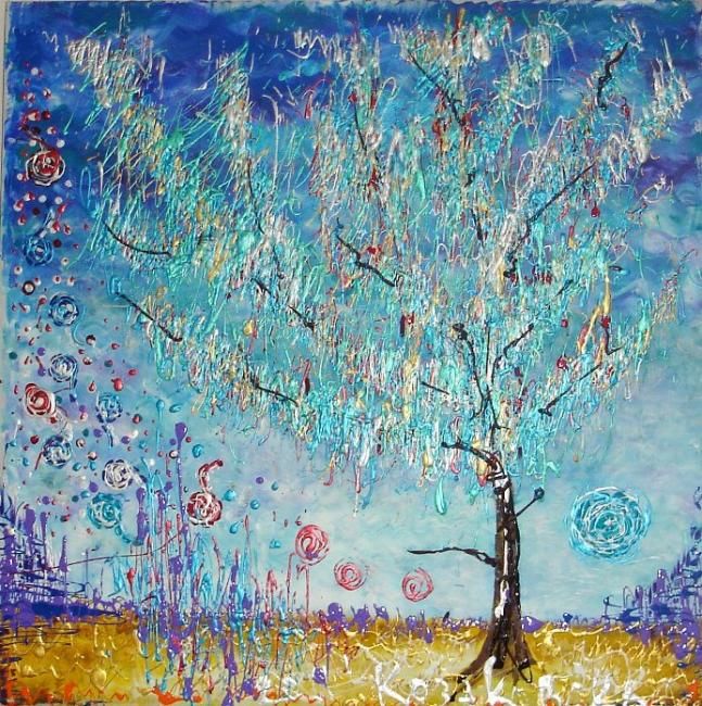 Pintura titulada "Wish tree" por Olisha, Obra de arte original, Oleo