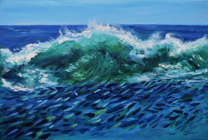 Painting titled "Waves" by Olga Nikitina, Original Art, Oil