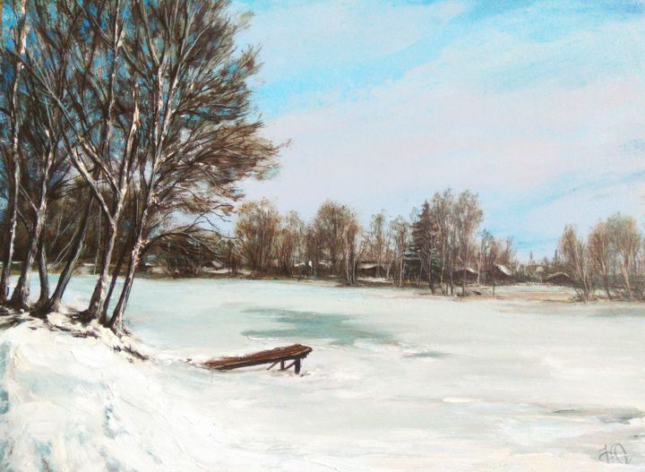 Pintura intitulada "spring warmth. Поте…" por Olga Farukshina, Obras de arte originais, Óleo