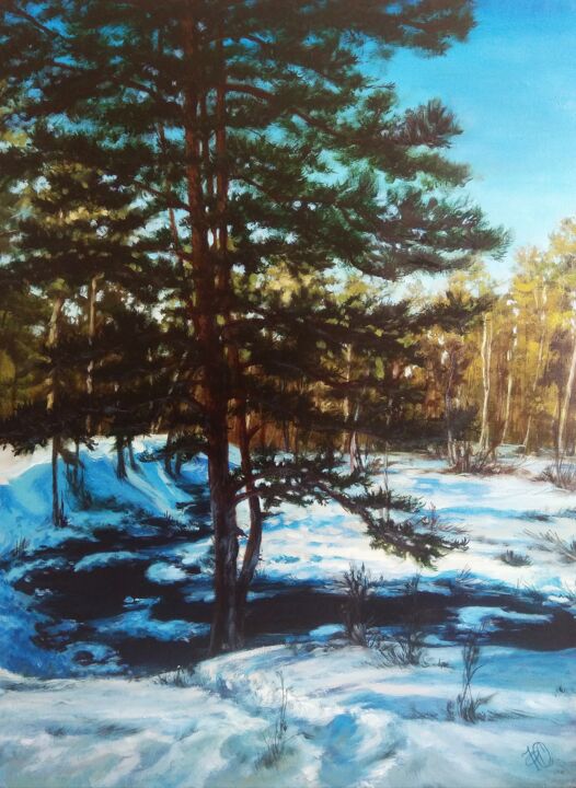 Картина под названием "Spring forest. Весе…" - Olga Farukshina, Подлинное произведение искусства, Масло