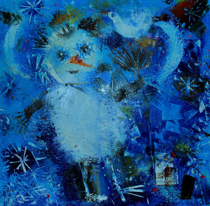 Pittura intitolato "buon anno nuovo" da Olga Polichtchouk, Opera d'arte originale, Olio
