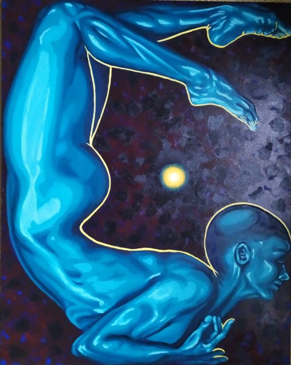Painting titled "Guiding star" by Olga Sarukhanova, Original Art, Oil Mounted on Stretcher frame